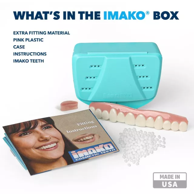 Dientes cosméticos premium Imako® pequeños blancos blanqueados - hágalo usted mismo cambio de imagen de sonrisa, hecho en EE. UU. 3
