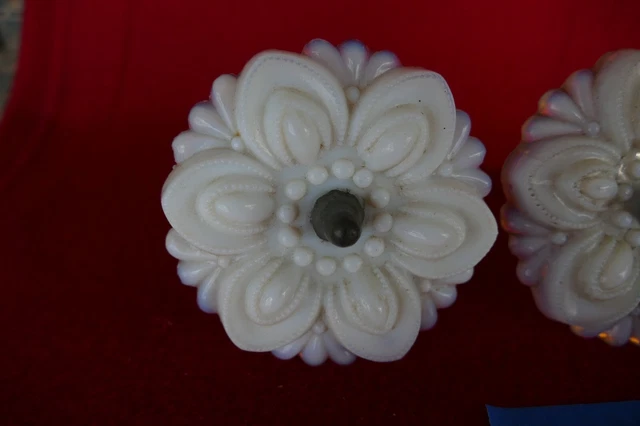 a pr antique white opalescent curtain tieback 3 inch diameter 2