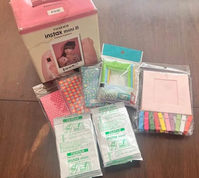 Fuji Instax Mini 8 Instant Film Camera Pink With Film & Photo Frames Fun Display Fuji Instax Mini 8 Instant Film Camera Pink With Film & Photo Frames Fun Display