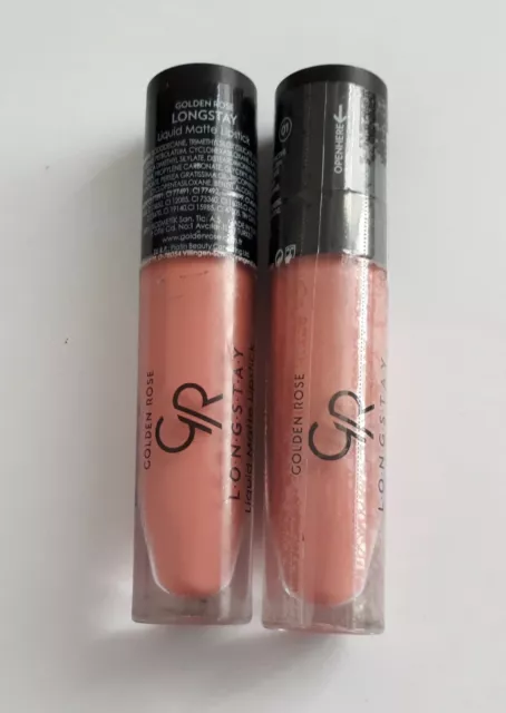 GOLDEN ROSE Lot de 2 Rouge à lèvres Liquide Matte Longstay Couleur 01 /EBLV