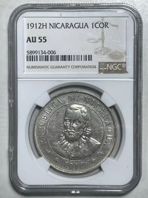 1912H Nicaragua Silver  1 Cordoba Ngc (Rare)