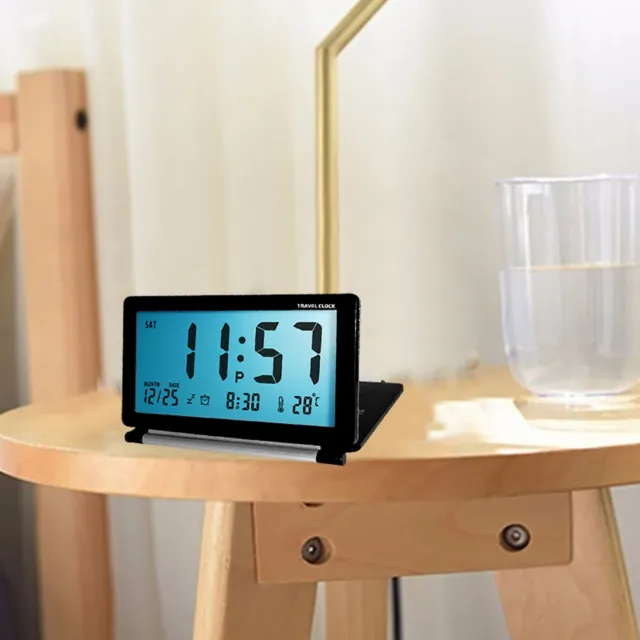 Réveil De Voyage Numérique Horloge LCD à Piles Avec Date Température Snooze FR