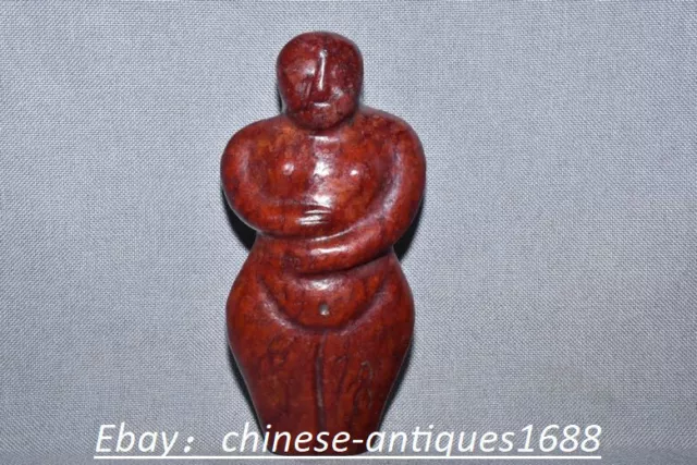 16cm Chinese Hongshan Culture Hetian jade Hand-carved man people statue Pendant