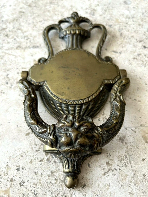 8 1/2" Antique 1886 Victorian New Orleans Gargoyle Baroque Torchiere Doorknocker