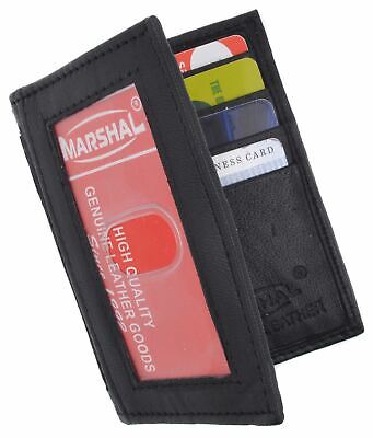 Leather Credit Card & ID Holder Slim Design Black Men's Wallet