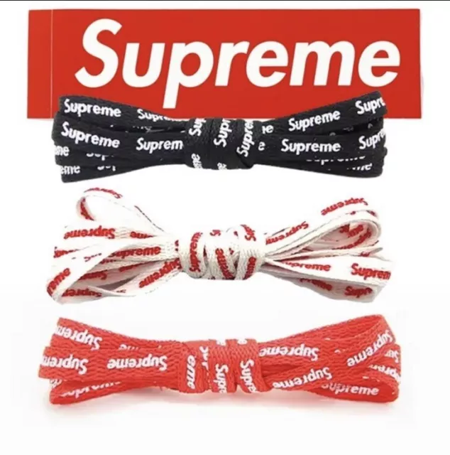 (3 Pairs) AF1 Supreme Shoe Laces 140cm- Black & White, White & Red, Red & White