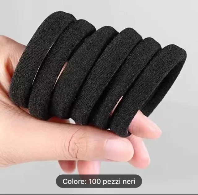 100 elastici piccoli morbidi per capelli - neri