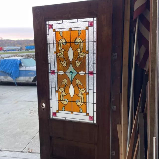 AN692 antique stained glass door 33.75 x 79 x 1.75