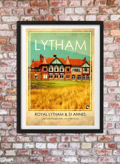 ROYAL LYTHAM GOLF COURSE Vintage style A4 Illustrated Art Poster Print