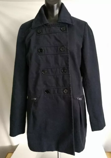 Gap Women Jacket size M Brushed Cotton Double Breasted Military Style Blue