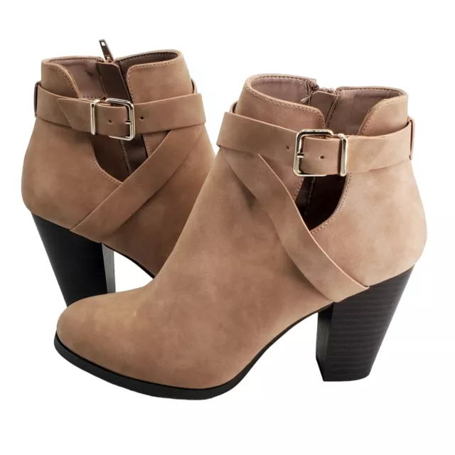 Call It Spring NIB Aldo Group Tecia Beige Chunky Heel Booties Vegan Sustainable