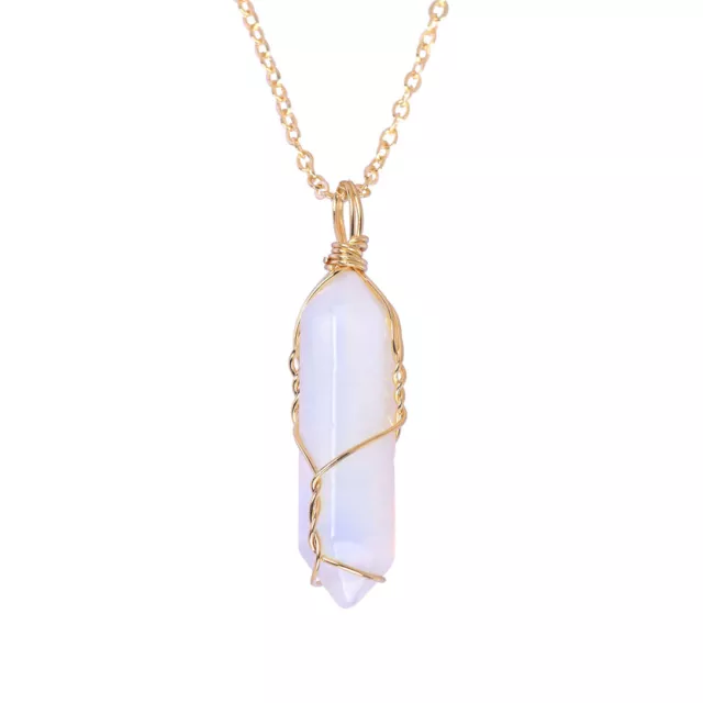 Natural Quartz Crystal Point Chakra Healing Gemstone Pendant Necklace Stone Gift 9