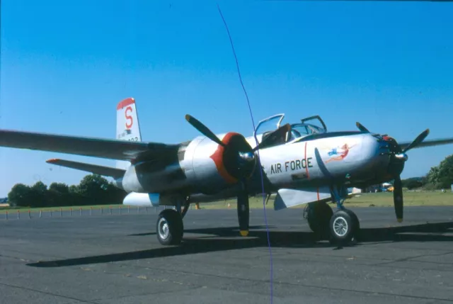 Original Military Aircraft Plane Colour Slide Of An A-26 Usaf Warbird In 1989.