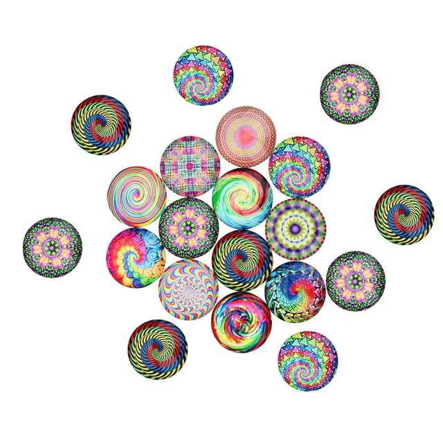 20 Stück Blumenmuster Halbrund Glas Tasten Flatback Cabochons Für