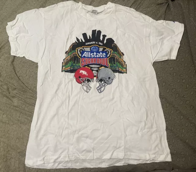 2011 Sugar Bowl T-Shirt Ohio State Buckeyes Vs Arkansas Razorbacks Never Worn XL