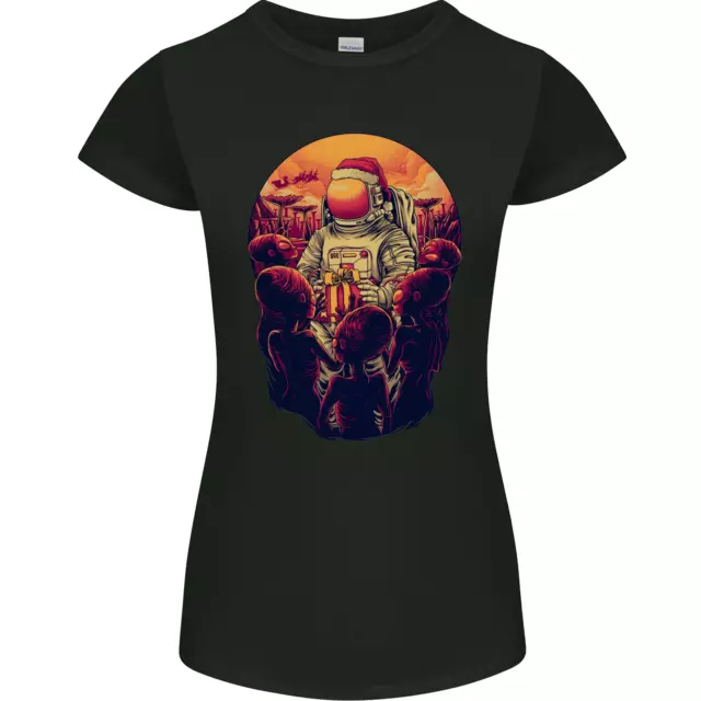 Spaceman Santa Christmas Space Astronaut Womens Petite Cut T-Shirt