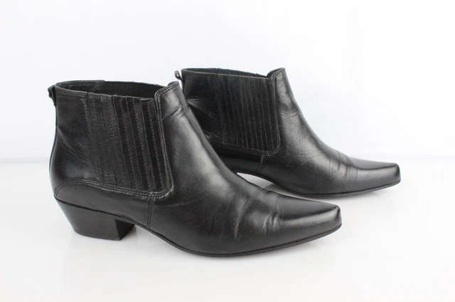 San Marina bottines pointues sytle santiag cuir noir T 39 Bon état 2