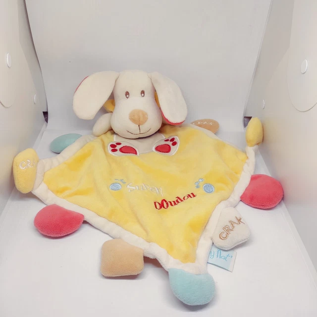 doudou Peluche plat chien jaune super doudou crack BABY NAT Babynat