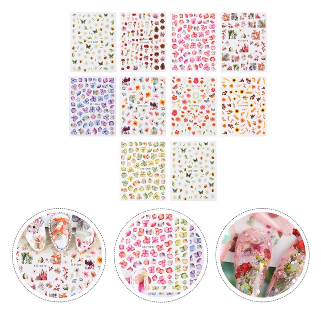 10 pegatinas de manicura flores secas pegatinas de manicura frescas