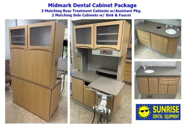 Midmark 3 Room Dental Cabinet Pkg. - 3 Rear Treatments & 2 Side Cabinets w/ Sink