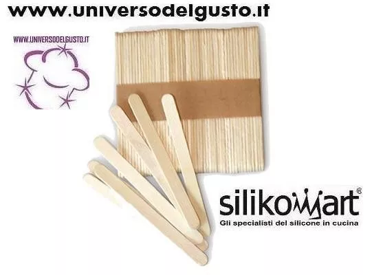 Silikomart Set 100 Mini Bastoncini Stecco In Legno Faggio Stampo Easyeasy Cream