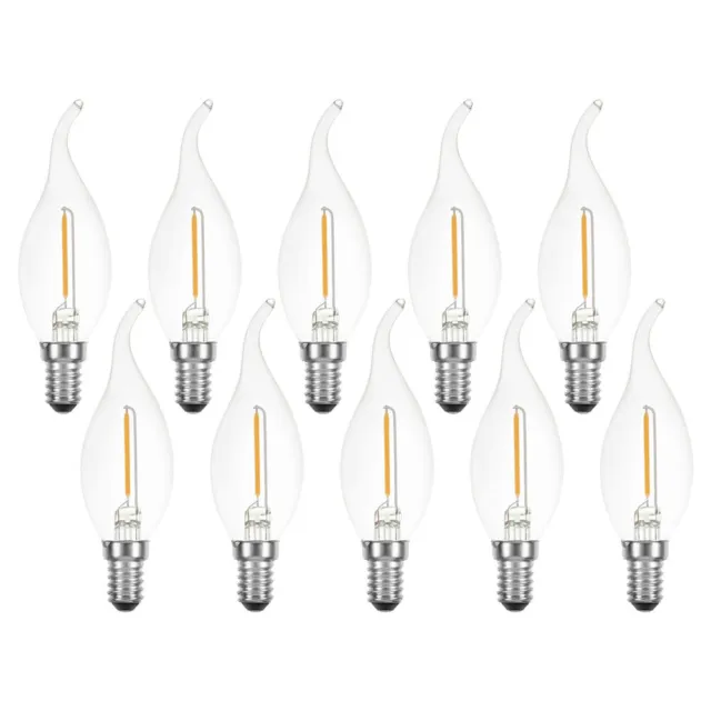 10 x LED Filament Kerze Windstoß 1W fast 15W E14 klar Retro Lampe warmweiß 2700K
