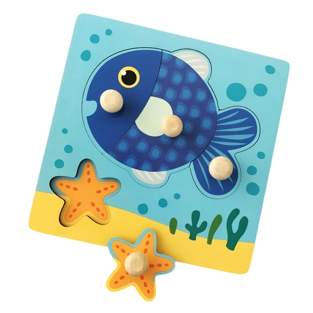 Wooden Cartoon Jigsaw Puzzles Shape Matching Game for 2 3 4 Year Old