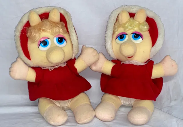 Vintage 1987 LOT OF 2  Baby Miss Piggy Plush 10” Jim Henson Muppet Babies