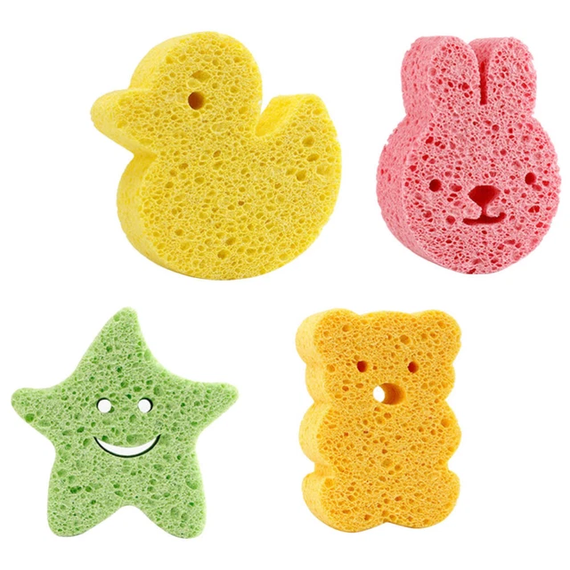 4 piezas esponja de baño de dibujos animados esponja de baño recién nacido niños herramienta de baño esponja de baño niños