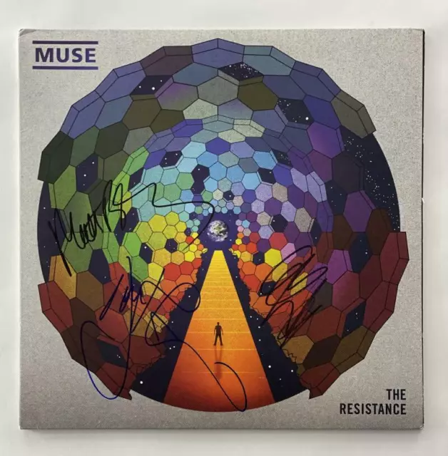 Muse Full Band (X3) Signed Autograph Album Vinyl Record - The Resistance Jsa