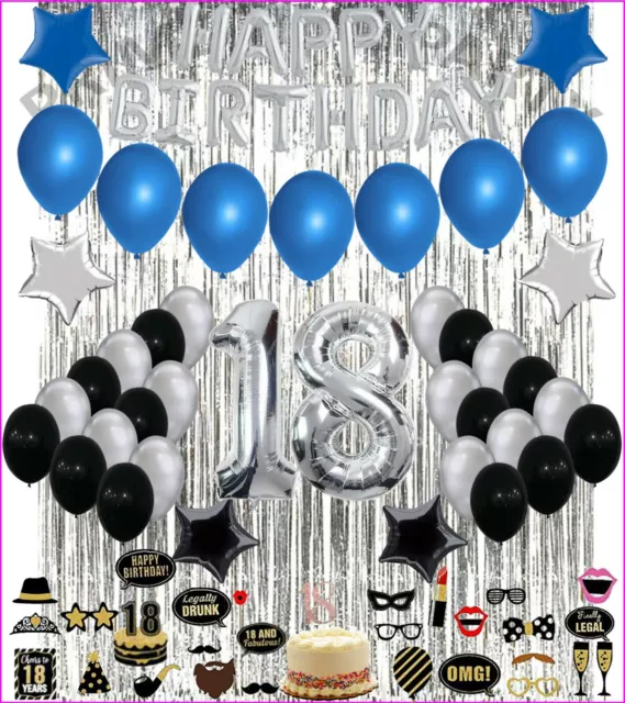 Decoración de 18 cumpleaños, 18 cumpleaños para niña y niño, decoración de  cumpleaños de 18 años, guirnalda de globos de feliz cumpleaños, fiesta de
