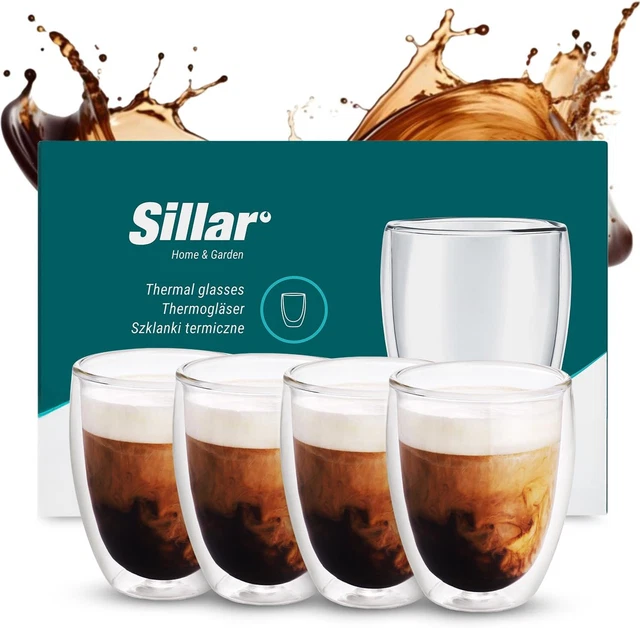 Tazza In Vetro Borosilicato A Doppia Parete 300 Ml Con Manico | Isolante Termico, Antigraffio, Senza Condensa, Per Caffè, Tè, Bevande Calde E Fredde