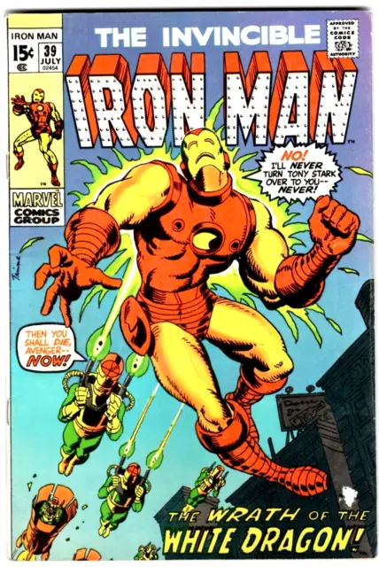 The Invincible Iron Man # 39 (6.0) Marvel 7/1971 Bronze-Age 15c   🛻