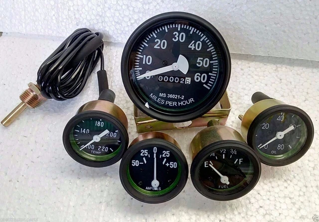 Willys MB Jeep Ford GPW CJ – Tachometer Temp Oil Fuel Amp Gauges Kit – A5