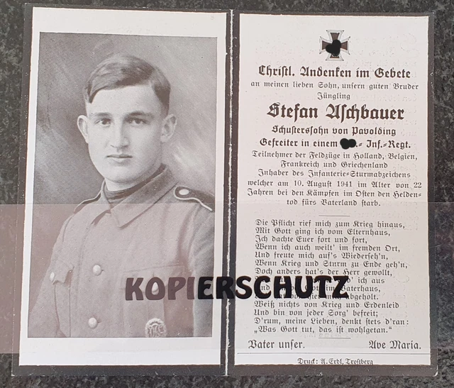 Sterbebild - Polizei-Division 1941 Holland Belgien Osten