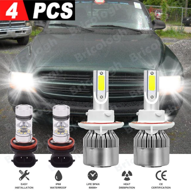 For Dodge Dakota 2005-2009 6000K 4 LED Headlight Hi/Lo+Fog Light Bulbs Combo Kit