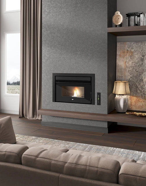 Inserto Caminetto A Pellet Eva Calor Cesare Nero 13 Kw+Telecomando