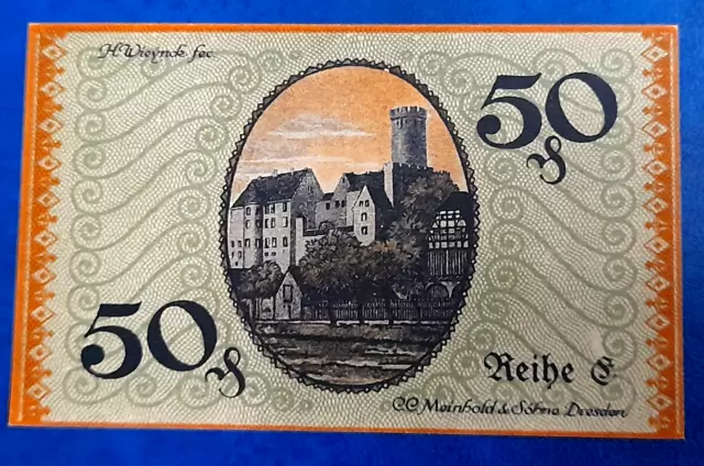 Borna Notgeld 50 Pfennig 1919 Emergency Money Germany Banknote (28187)