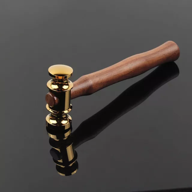 Espejo de latón liso pulido martillazo mango de madera cuero taller artesanal herramienta hágalo usted mismo