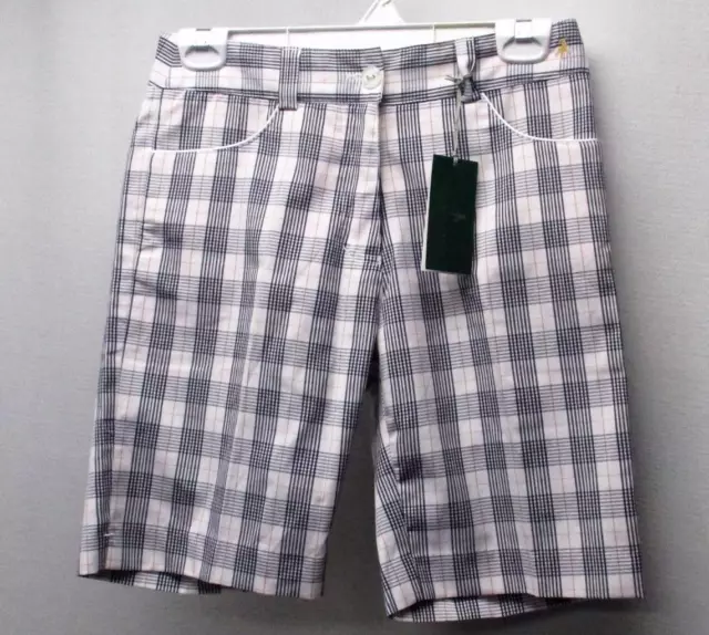 New Ladies Green Lamb Size 4  plaid Checked Golf Shorts