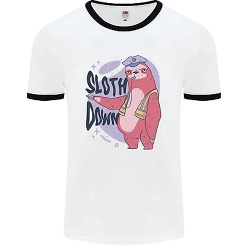 Maglietta Sloth Down Policeman Funny da uomo bianca