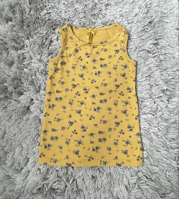 Next Girls Mustard Colour & Navy Floral Ditsy Print Vest Top Age 4Yrs