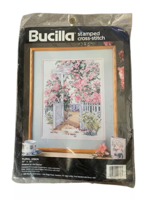 "Gestempeltes Kreuzstich-Kit Bucilla ""Blumenlaube"" 40676 NEU, Rosen, Größe 11"" x 14""