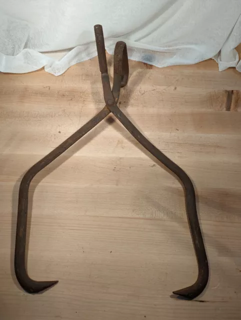 Vintage Antique Ice Block Log Carrying Tongs Primitive Farm Tool