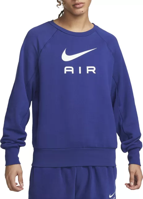 Felpa Nike Uomo Dq4205 456 Girocollo Crewneck Originale Air French Terry Blu