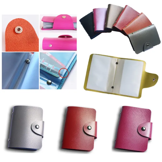 24 Cards PU Leather Bank Business ID Credit Card Holder Pocket Case Purse Wallet