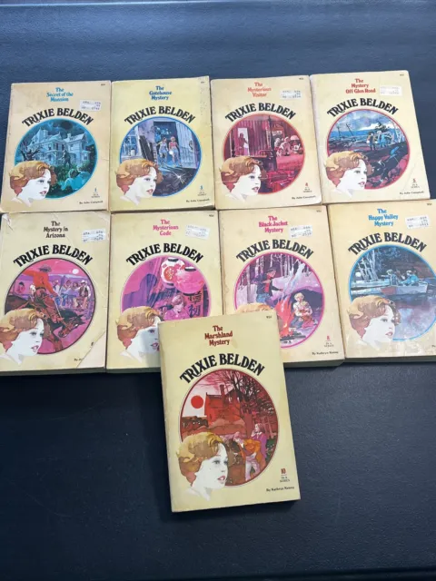 9 Vintage TRIXIE BELDEN Books 1, 3-10 Oval Series Kathryn Kenny Golden Paperback