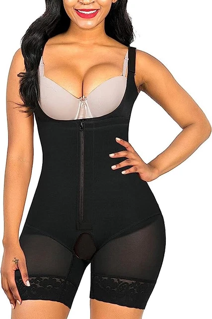 SHAPERX Black Full Body Shaper Butt Lifter Lace Thigh Slimmer Size L UK 14