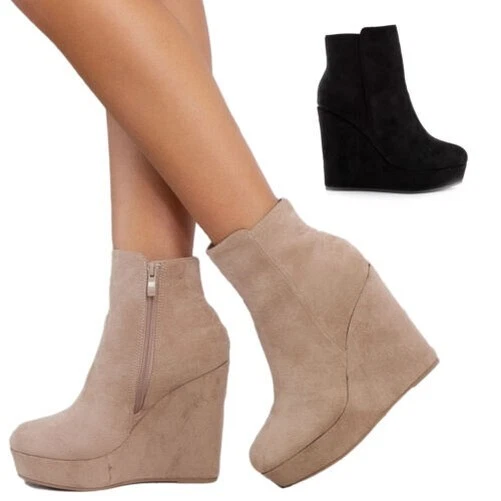 Bottines Femme à Gros Talon Bottes en Daim Chaussures Compensé TooCool ZX0898