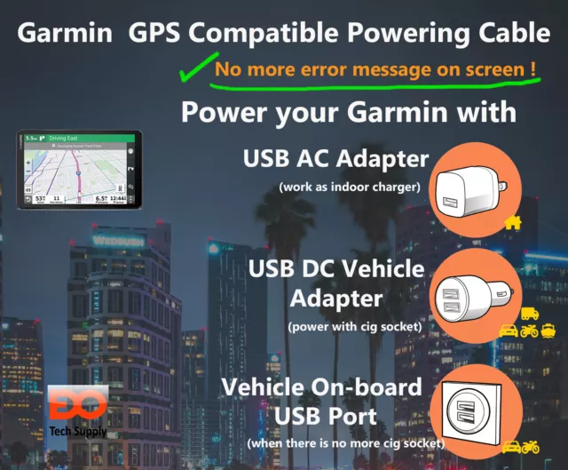 USB Charging Cable Power Cord for Garmin GPS Drive DriveSmart DriveAssist TA20 3